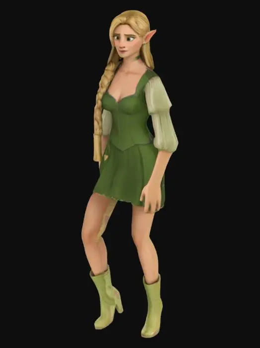 3D model for Elf Maiden in Green