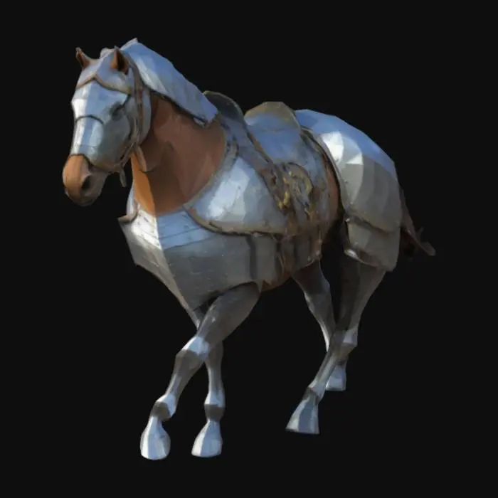3D model for low poly medieval knights armored horse