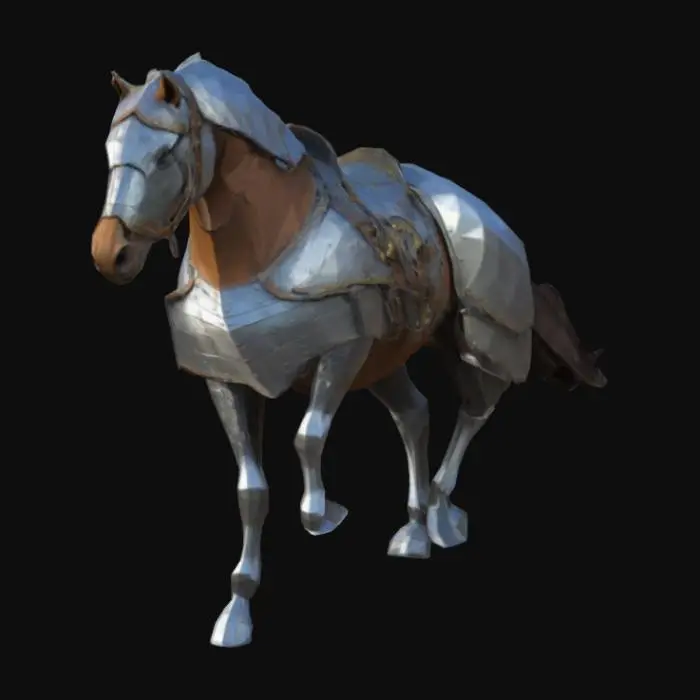 3D model for low poly medieval knights armored horse