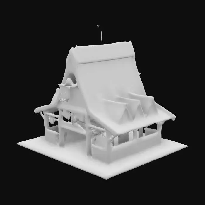 3D model for Low poly stables. Holy knights stables, tower structure