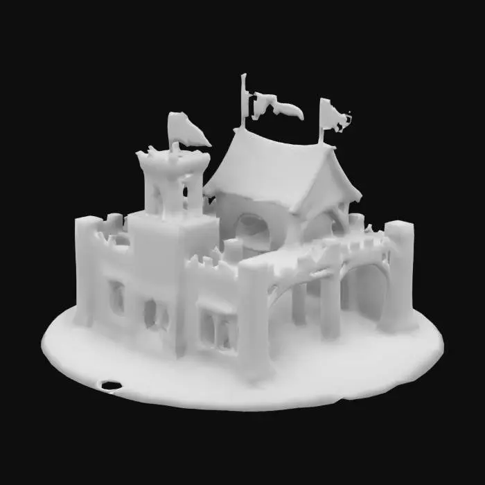 3D model for Low poly stables. Holy knights stables, tower structure