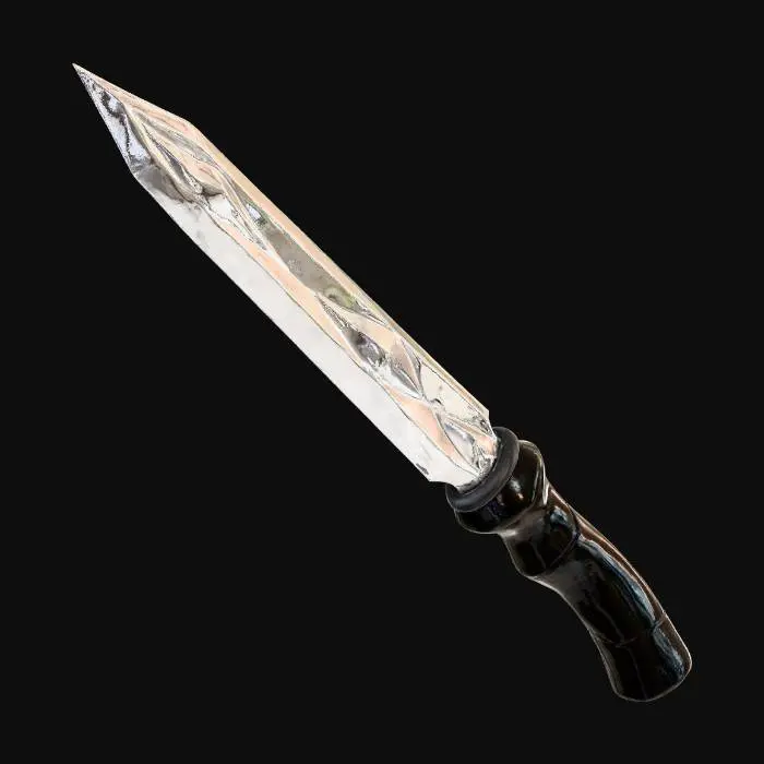 3D model for Make a chrome diamond sword with a black obsidian handle.