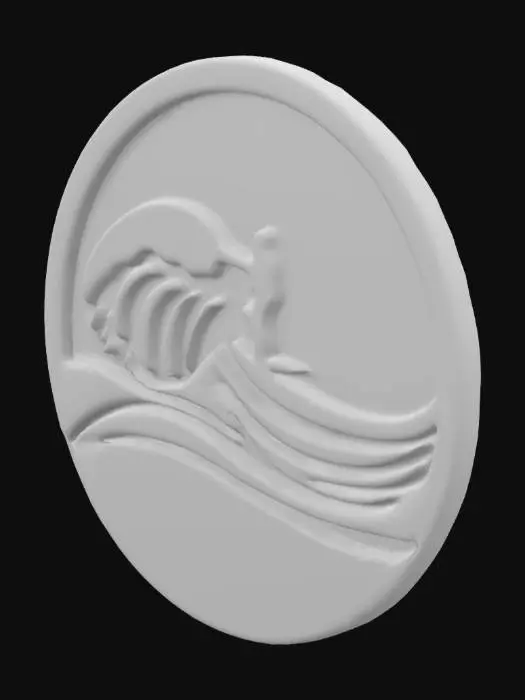 3D model for circle logo Man surfing sea waves