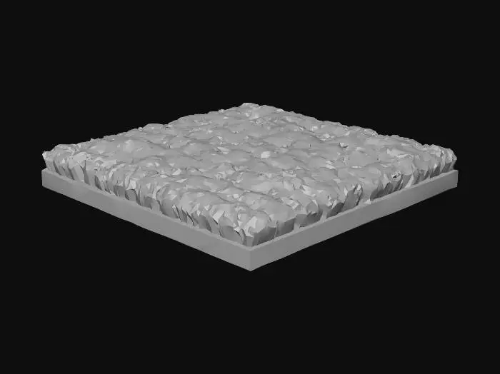 3D model for Mid-poly terrain tile 10x10 meters, natural green 
grass, flat surface, clear edge between materials, 
seamless tile edges, game-ready asset,