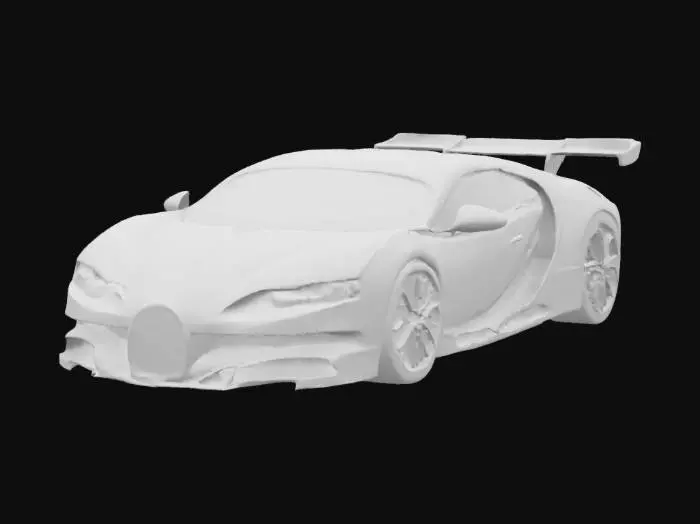 3D model for A luxurious supercar, the Bugatti Chiron combines speed and elegance. Its aerodynamic carbon fiber body with sleek lines highlights its performance. The glossy black finish and bold blue accents showcase Bugatti's iconic style. Distinctive 20-inch Y-shaped wheels and sharp LED headlights define its look. A glowing LED light strip and active spoiler at the rear add both appeal and aerodynamics.