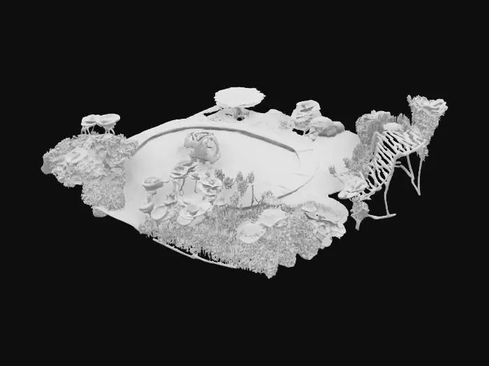 3D model for Ein idyllischer kleiner Garten, in dem bunte Rosen, Tulpen und Gänseblümchen in allen Farben blühen. Ein glitzernder Teich mit sanft plätscherndem Wasser spiegelt das Licht der Sonne wider. Feine Kieswege schlängeln sich durch üppiges Grün, umgeben von duftendem Lavendel und zarten Farnen. An ruhigen Ecken stehen rustikale Bänke, umgeben von Schmetterlingen und summenden Bienen. Der Garten strahlt eine friedliche, fast magische Atmosphäre aus., #garden#