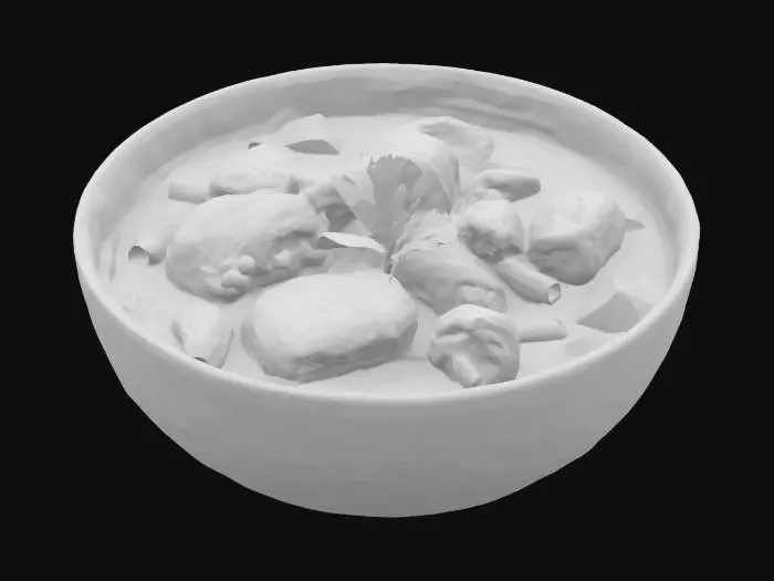 3D model for chicken soup in a white bowl