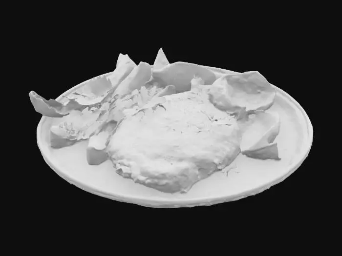3D model for schnitzel mit kartoffeln und pasilikon auf einem teller 