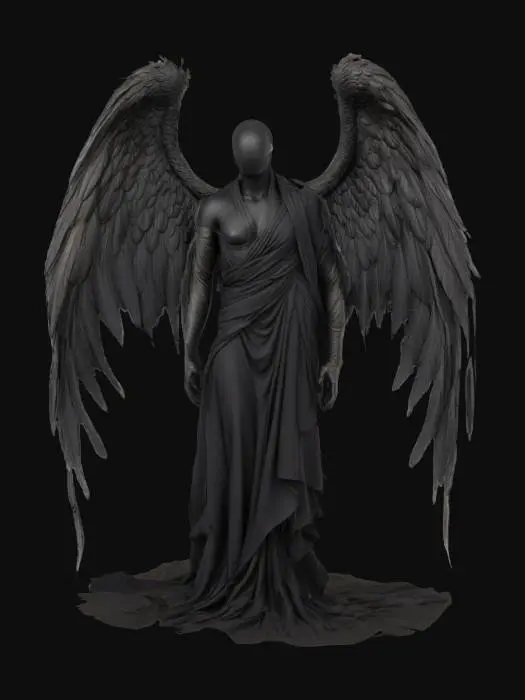 3D model for schwarzer Engel ohne Gesicht, ohne Mimik, Mann