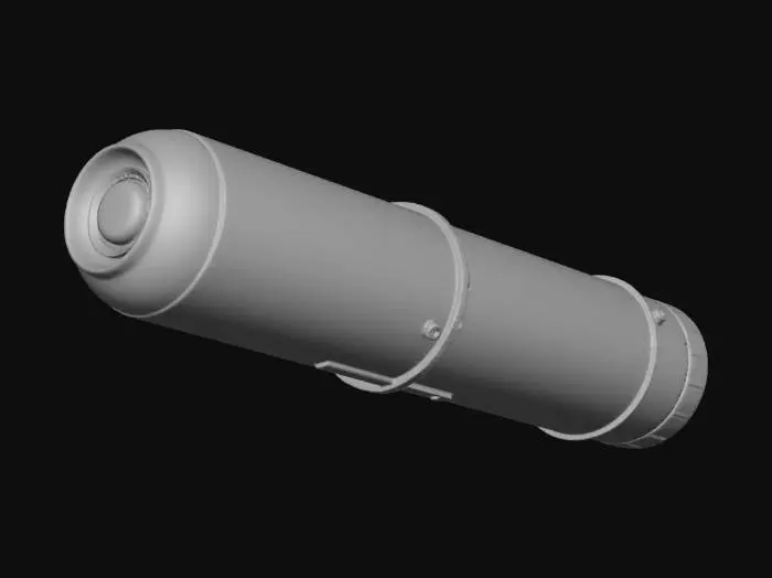 3D model for futuristic, worn out, stained, yellow and black colored traffic baton