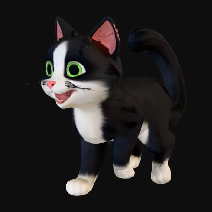 3D model for Maak een realistische  zwart met witte lapjeskat