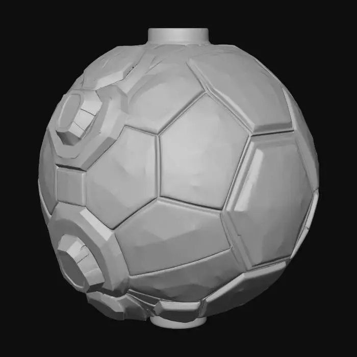 3D model for futuristic, worn out, stained, yellow and black colored combat orb