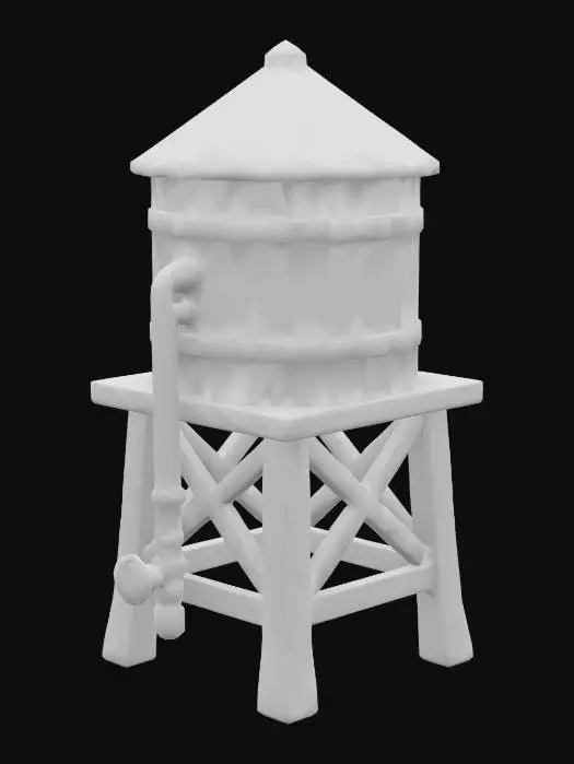 3D model for Wooden Water Tower Illustration
