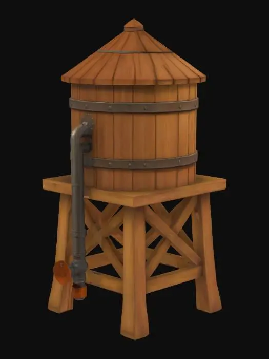 3D model for Wooden Water Tower Illustration