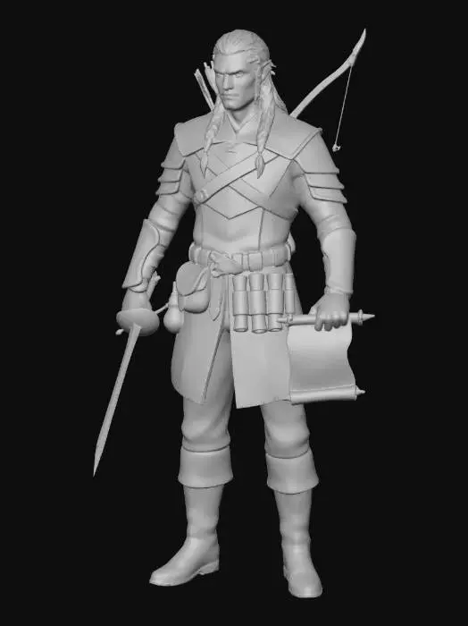 3D model for Elven Ranger with Scroll - Zairon Spell Thief