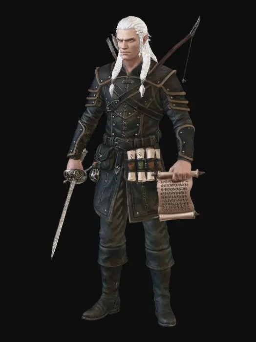 3D model for Elven Ranger with Scroll - Zairon Spell Thief