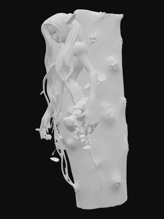 3D model for a elder wood dryad with scuffed bark skin 