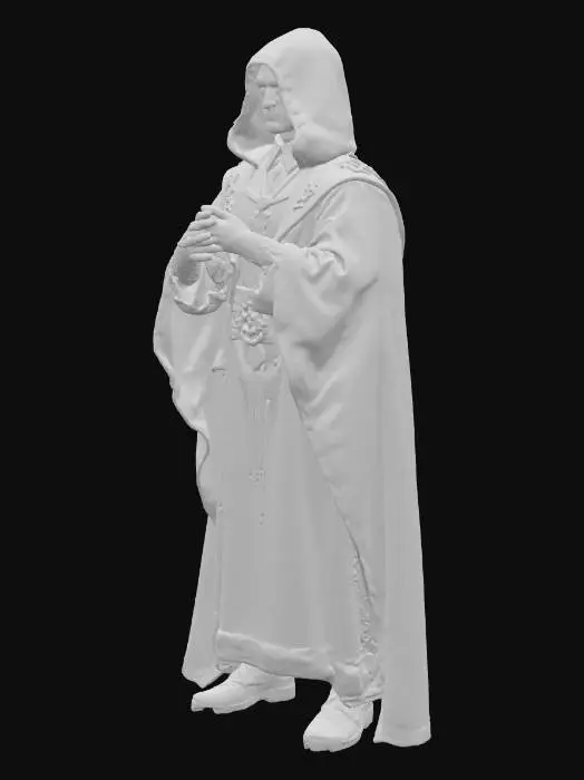 3D model for A male vampire necromancer in burgundy and black gothic clothing . He has pale skin and long sharp fingernails.