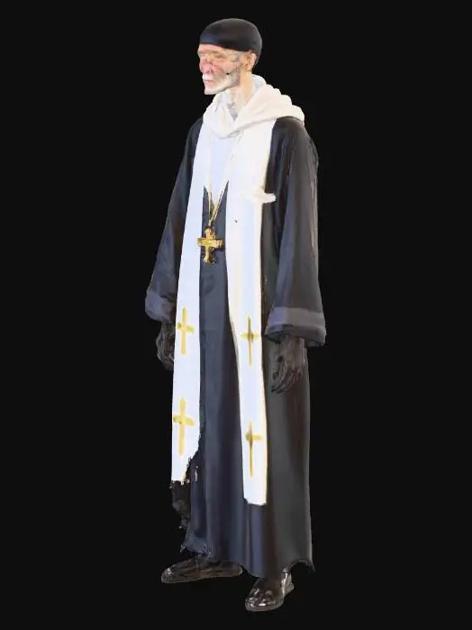 3D model for a male zombie . the body is started to decay  , in a catolic priest robe