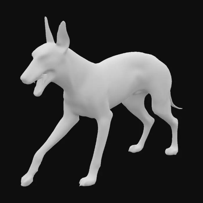 3D model for a skinny feral dobberman dog , very agressive, with wounds 