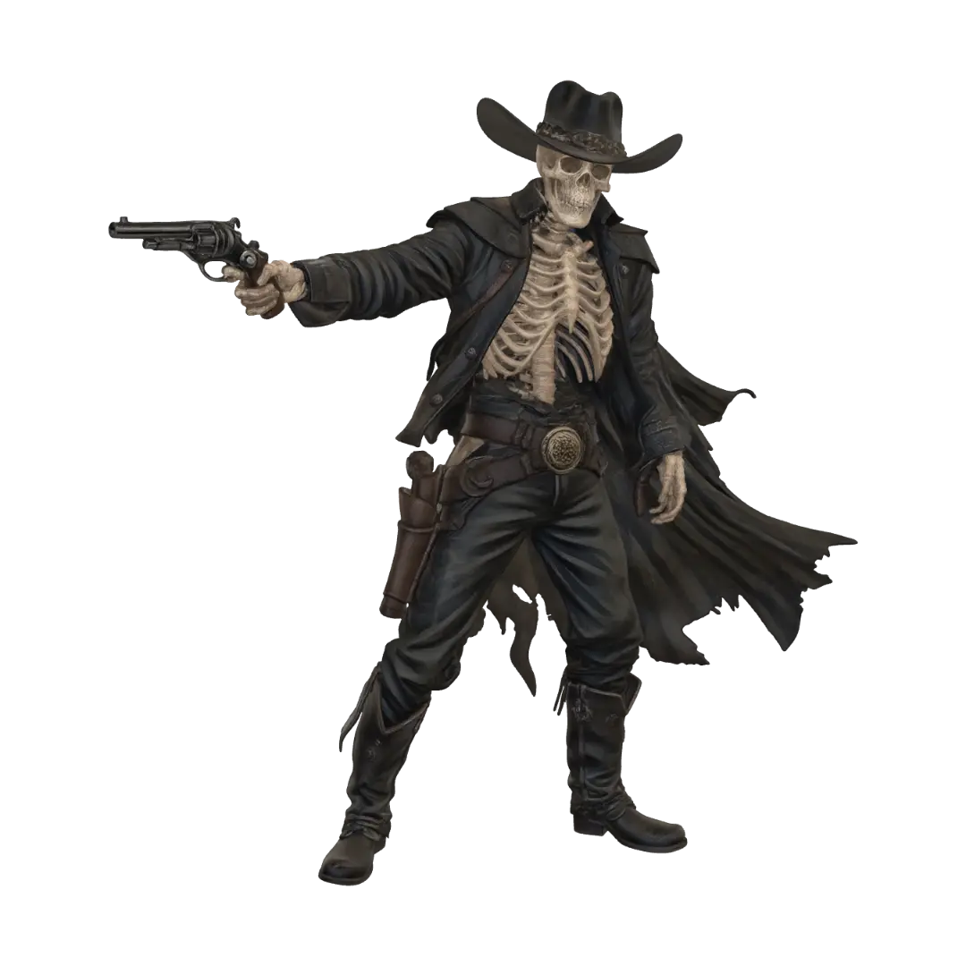 Mô hình 3D của Skeletal Gunslinger, được tạo bằng AI