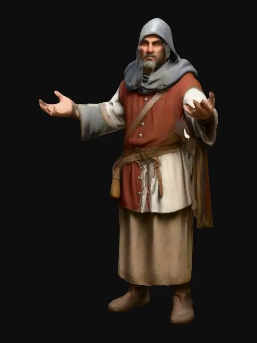 3D model for a medieval merchant character standing