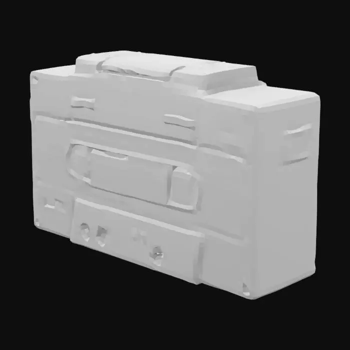 3D model for 生成一个90年代的老式收录机，上面有一些老旧的痕迹
