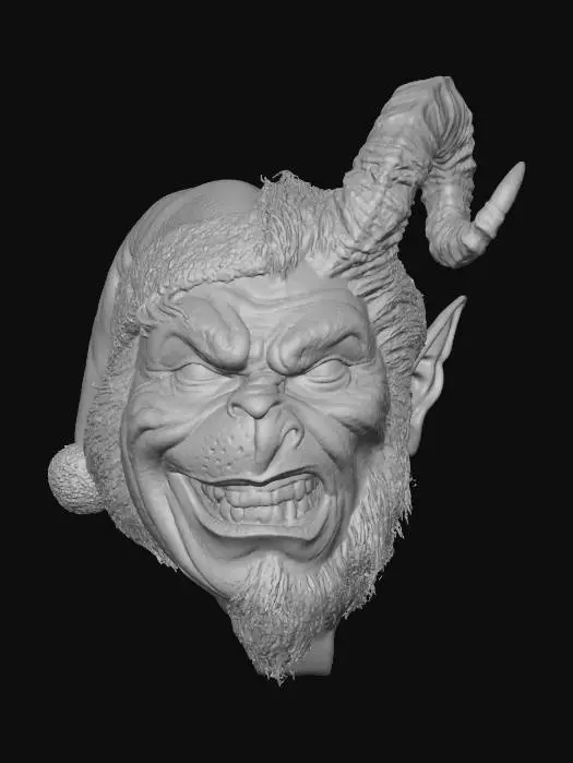 3D model for one face. left half Grinch right side Krampus , #Christmas2025#