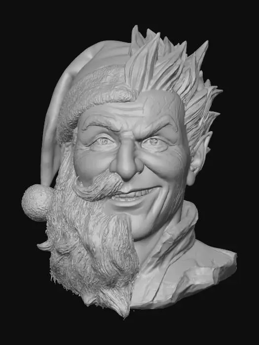 3D model for one face left side Santa right side jack frost , #Christmas2025#