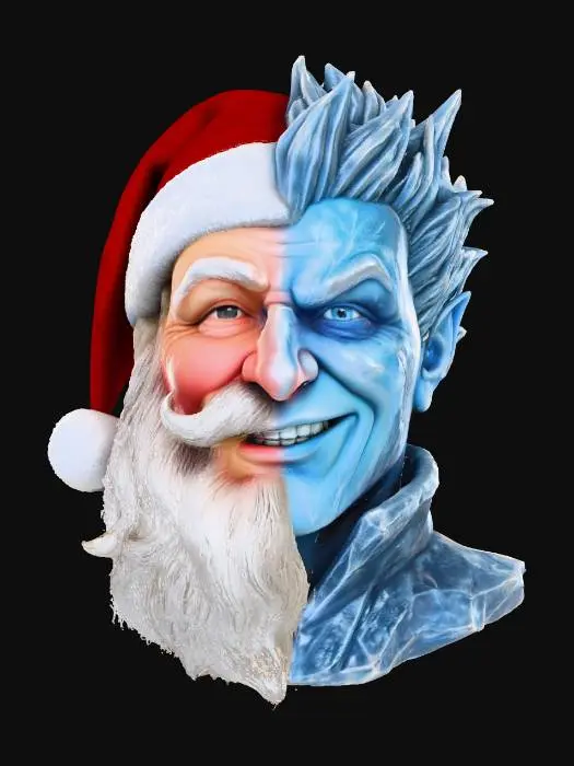 3D model for one face left side Santa right side jack frost , #Christmas2025#