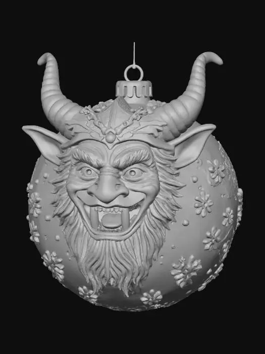 3D model for Krampus themed sphere Christmas ornament