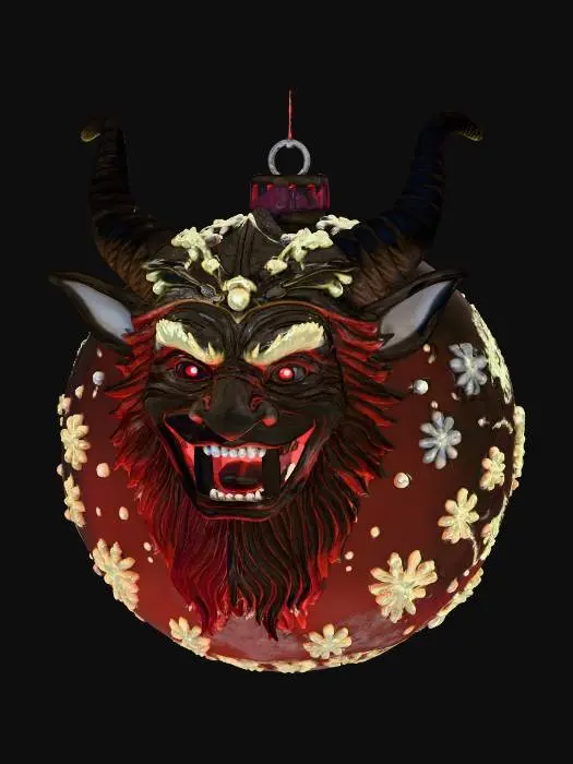3D model for Krampus themed sphere Christmas ornament