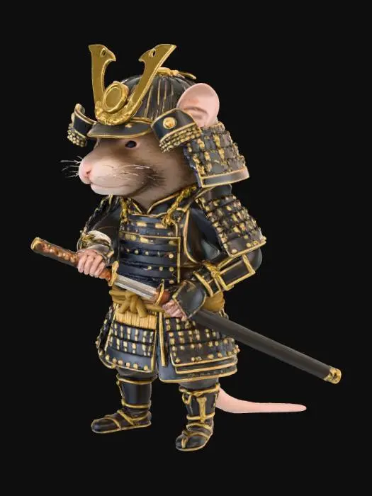 3D model for A rat samurai in full samurai armor