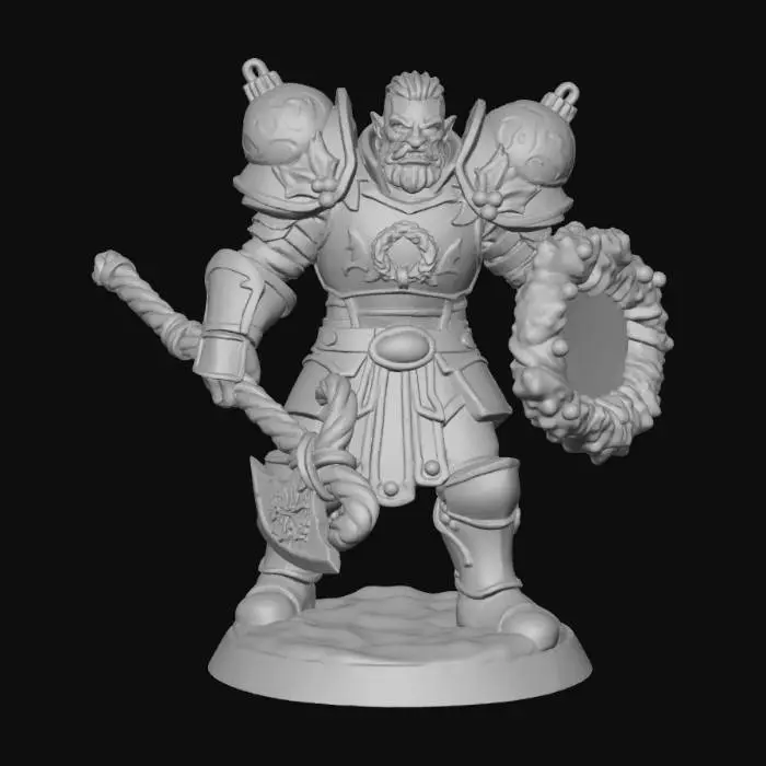 3D model for Full body Ork in dnd figure form Christmas colors and themed weapons and armor , #Christmas2025#