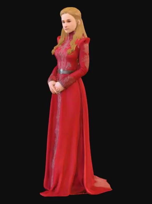3D model for create cersi lanister form game of thrones with her long red drees, 