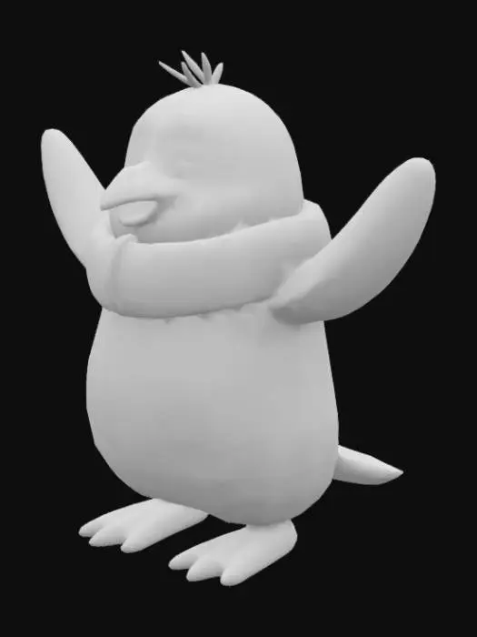 3D model for happy dancing penguin, low-poly