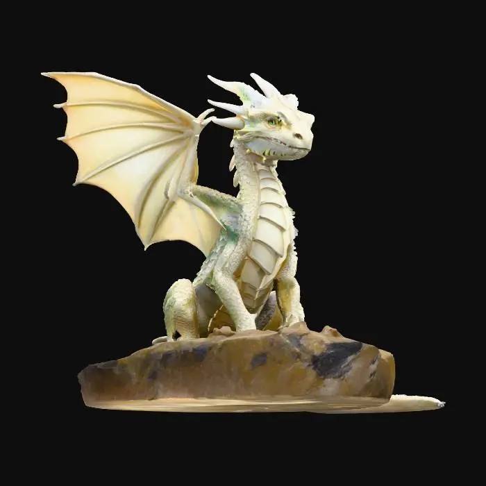 3D model for White Dragon on Rock