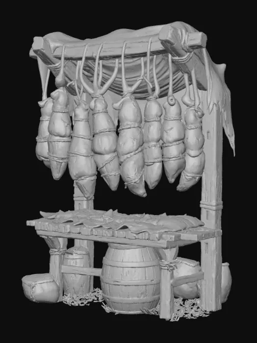 3D model for Medieval Market Meat Stand