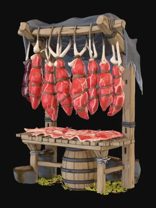 3D model for Medieval Market Meat Stand
