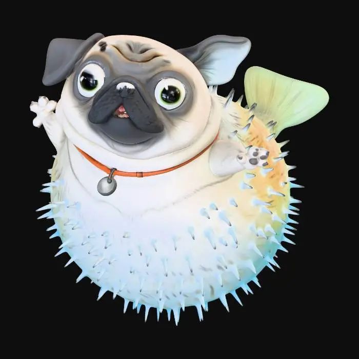 3D model for Waving Pufferfish