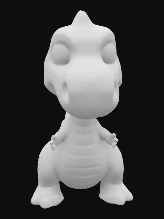 3D model for A brontosaurus. Chibi art style. Highly stylized. Ensure all walls and features are at least 2mm thick.  Include bold, recessed features with a depth of at least 2mm. Maintain sharp, clean lines. Embossed features to rise at least 2mm above the surface. Recess etched details at least 2mm deep for clarity. DND.
