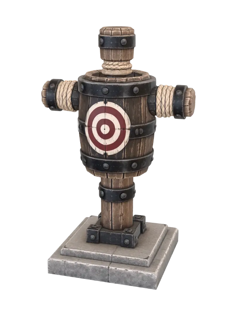 Tier 3 Target dummy 3D model, vytvořený pomocí AI