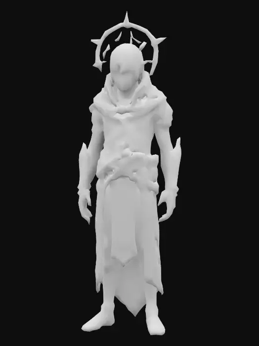 3D model for Humanoid and at the same time alien looking sentinel of void, fyzical representation and vizualization of neutron star in humanic form, clothing inspired by ancient greek fashion, the god of space and time. Highly Detailed 