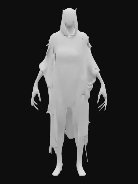 3D model for A mystical humanoid creature his legs are blades, mythical, dark eerie style