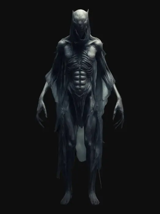 3D model for A mystical humanoid creature his legs are blades, mythical, dark eerie style