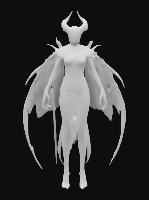 3D model for A mystical humanoid creature his legs are blades, mythical, dark eerie style