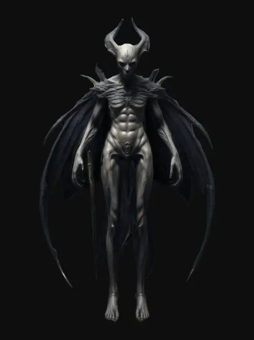 3D model for A mystical humanoid creature his legs are blades, mythical, dark eerie style