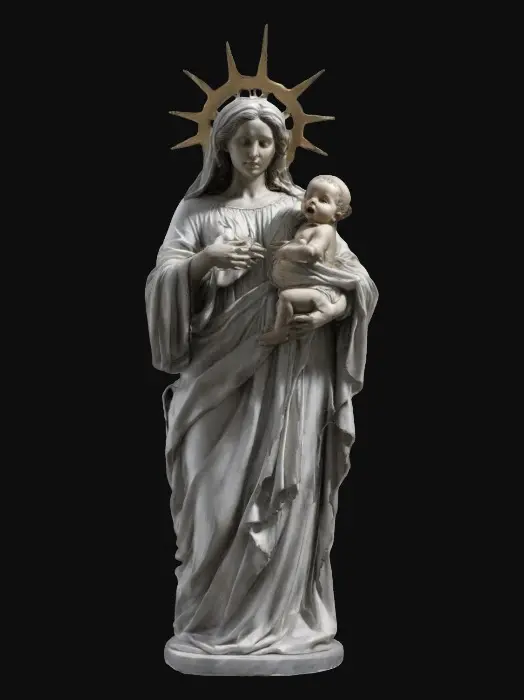 3D model for Statue of a sculpted woman holding baby in glory, the chosen one, #women#