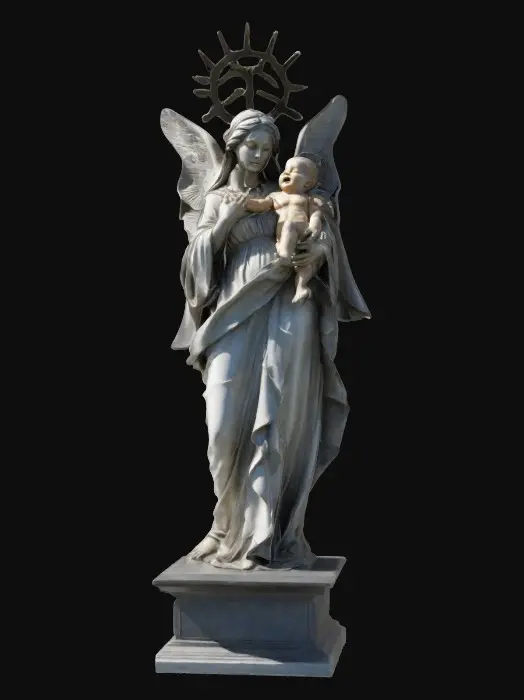 3D model for Statue of a sculpted woman holding baby in glory, the chosen one, #women#
