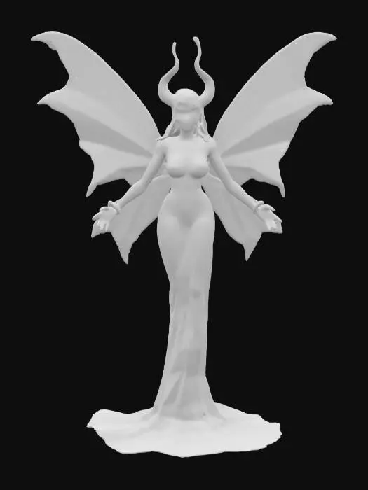 3D model for four-armed shimmering fairy of darkness, vivid darker vibrant colors, the darkness bringer